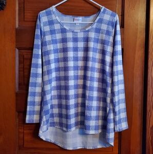 Lavender and White Checkered Women's Top